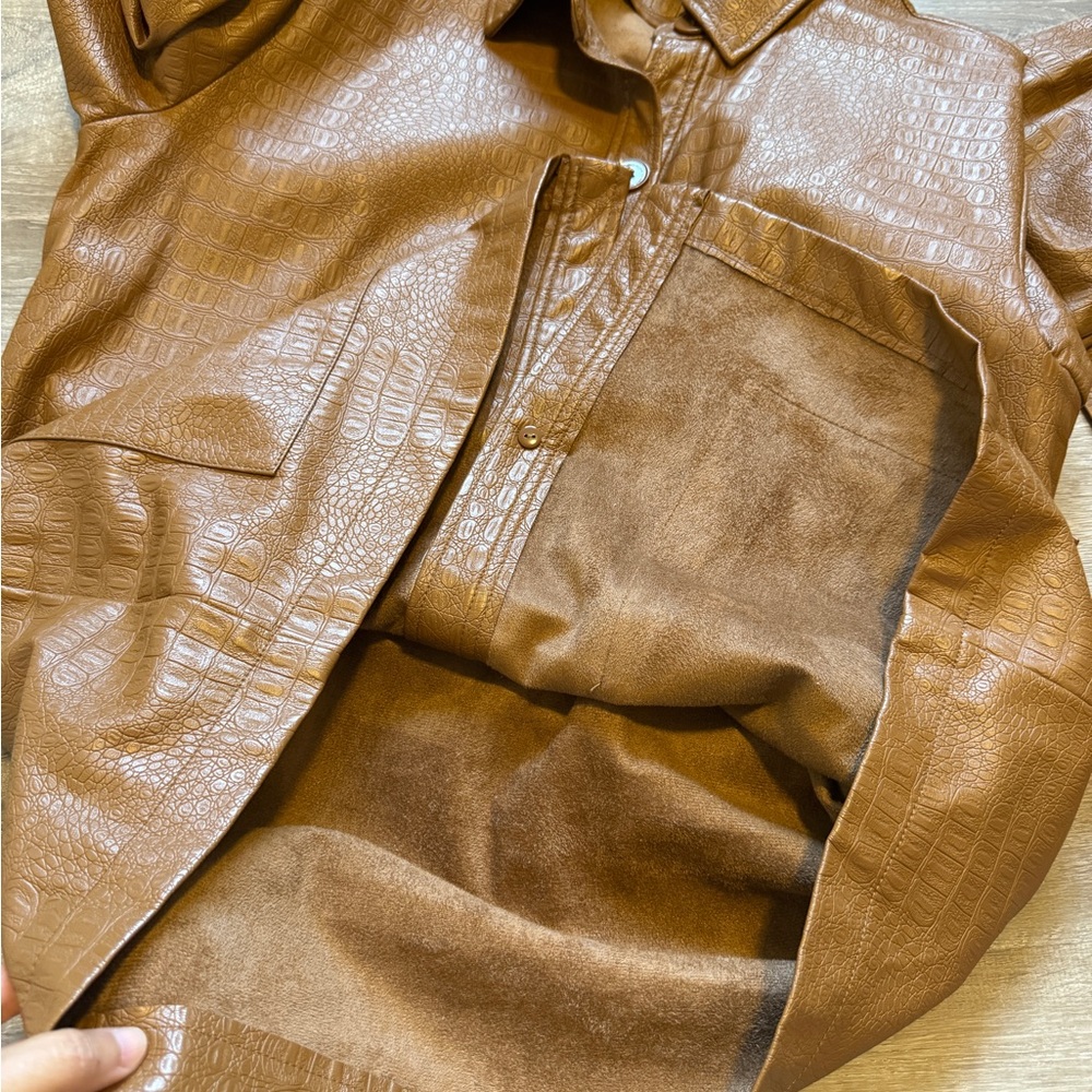 Marc New York Brown Leather Jacket with Belted Waist- Size M - Picture 10 of 13